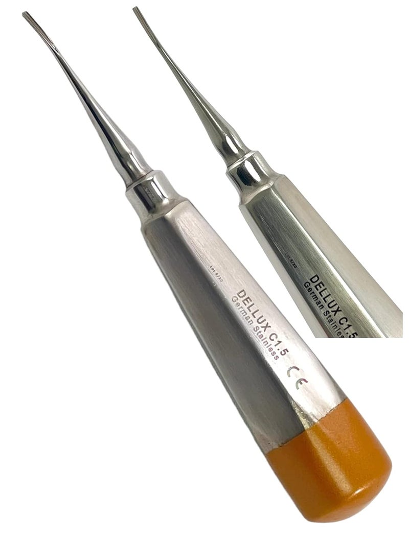 artlab -Dental Luxating Elevator Dental Root Elevators Straight Curved Tip-Periotome Luxating Elevator Apical Root Dental Elavators Extracting Extraction (Elevator STR+CVD 1.5MM Gold) - Image 4